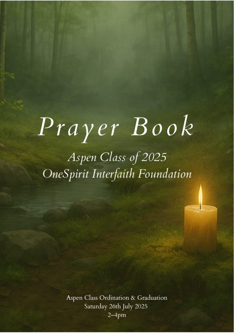 Cover of the Aspen Class of 2025 prayer book, with a candle in a dark green forest