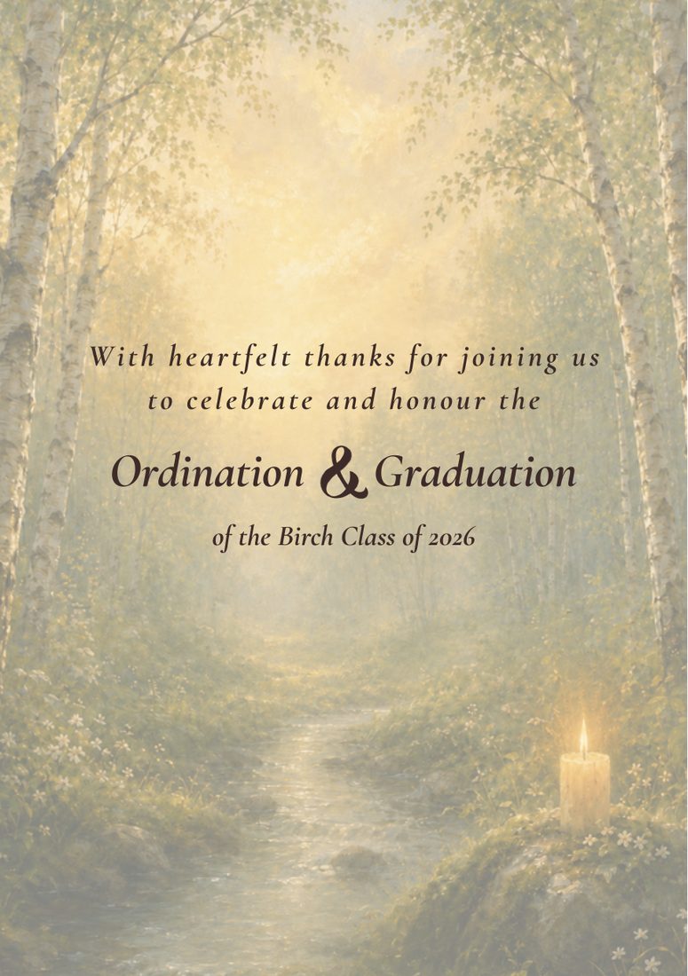 Cover of the Birch ordination ceremony program designed for OneSpirit